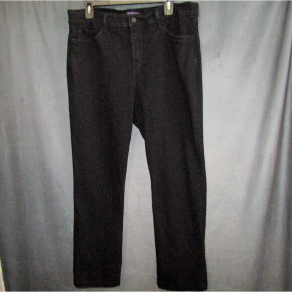 NYDJ Jeans Black Denim Lift Tuck Technology Size 16 Straight Leg Stretch USA - Picture 12 of 12